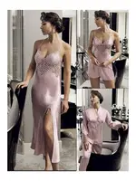 Perin Kadın 6 Parça Saten Güpürlü Siyah Gelin Çeyiz Seti 9200 Pudra görsel 6