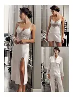 Perin Kadın 6 Parça Saten Güpürlü Siyah Gelin Çeyiz Seti 9200 Ekru görsel 8