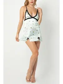 Phevos Phevos Desenli Göğüs Dekolteli Gecelik 012-002263