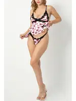 Phevos Göğüs Dekolteli Mini Gecelik 012-002223 Desenli farklı açı