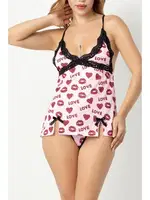 Phevos Göğüs Dekolteli Mini Gecelik 012-002223 Desenli görsel 8