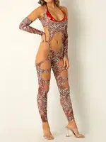 Phevos Şerit Detaylı Fantezi Kostüm Leopar farklı açı