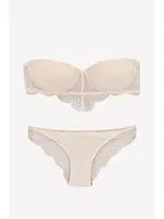 Pierre Cardin Kadın Balenli Straplez Ekstra Destekli Sütyen Takım 4723 Ekru görsel 4