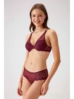 Pierre Cardin Mürdüm Balenli Soft Push Up Sütyen Takım 4742 Mor görsel 6