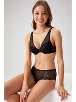 Pierre Cardin Mürdüm Balenli Soft Push Up Sütyen Takım 4742 Siyah