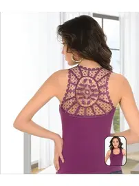 Polkan Kadın Sırt Detaylı Güpürlü Atlet Polkan 2070