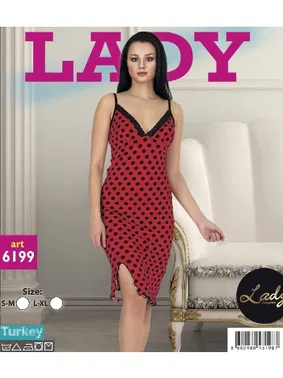 Lady Puantiyeli Askılı Kısa Gecelik Lady 6199 - Alternatif Görünüm