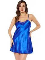 Saks Mavi Saten Gecelik Sistina M-264 Görsel