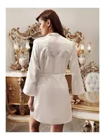 Saten Bride Sabahlık Perin 1020 Ekru detay görünüm