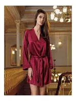 Saten Bride Sabahlık Perin 1020 Bordo farklı açı