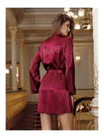 Saten Bride Sabahlık Perin 1020 Bordo görsel 4