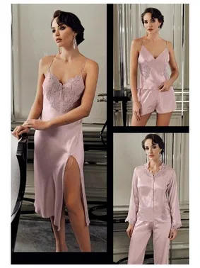 Perin Saten Pijamalı Altılı Çeyizlik Takım Perin 9500 - Alternatif Görünüm