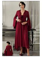 Saten Pijamalı Altılı Çeyizlik Takım Perin 9500 Bordo görsel 4