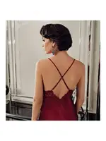 Saten Pijamalı Altılı Çeyizlik Takım Perin 9500 Bordo görsel 7