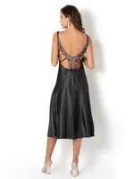 Saten Sırt Dekolteli Uzun Bihter Gecelik DoReMi 002-000912 Siyah görsel 4