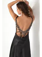 Saten Sırt Dekolteli Uzun Bihter Gecelik DoReMi 002-000912 Siyah görsel 6