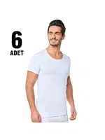 Penye Bisiklet Yaka Erkek Atlet 6'lı Seher Yıldızı 0002 Beyaz