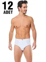 Beyaz Penye Erkek Slip Külot 12'li Seher Yıldızı 0005 Beyaz