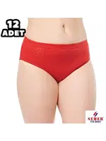 Düz Renk İşli Bayan12Li Kadın Külot SKD0025 Kırmızı