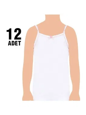 Seher Yıldızı Kız Çocuk Kız İp Askılı Oyalı Atlet 12Li SKC0048