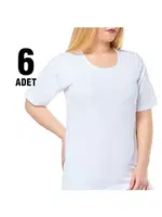 Seher Kollu Kaşkorse Bayan Atlet 6Lı SKD0011 Beyaz detay görünüm