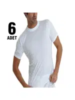 Kısa Kolu Bantlı Sıfır Yaka Erkek Atlet 6'lı Seher Yıldızı 0004 Beyaz detay görünüm