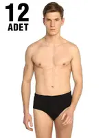Renkli Erkek Penye Slip Külot 12'li Seher Yıldızı 0005-R Siyah