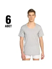 Seher Yıldızı Renkli Penye Bisiklet Yaka Erkek Atlet 6'lı Seher Yıldızı 0002-R