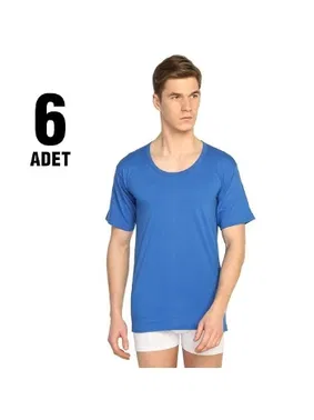 Seher Yıldızı Renkli Penye Bisiklet Yaka Erkek Atlet 6'lı Seher Yıldızı 0002-R - Alternatif Görünüm