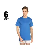 Renkli Sıfır Yaka Erkek Atlet 6'Lı Seher Yıldızı 0003 Saks Mavi farklı açı