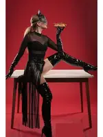 Püsküllü Etek ve Maske Deri Harness MissisX 2158 Siyah