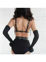 Püsküllü Deri Kadın Harness Set MissisX 2139 Siyah görsel 4