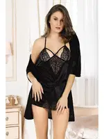 Dantel Detaylı Kadife İkili Takım Sistina 1395 Siyah detay görünüm