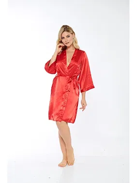 Sistina İpek Saten Sabahlık Kırmızı Sistina 14001
