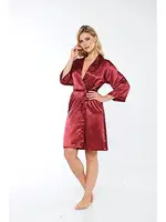 İpek Saten Sabahlık Bordo Sistina 14004 Bordo