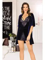 İkili Gecelik Takım Kadife Sistina 1431 Lacivert