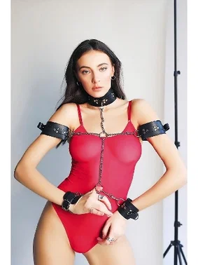 NightLight Siyah Boyunluk Ve Kelepçeli Fantezi Aksesuar Set Nightlight 8068