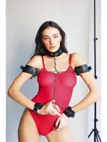 Siyah Boyunluk Ve Kelepçeli Fantezi Aksesuar Set Nightlight 8068 Siyah