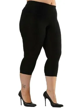 HMD Siyah Büyük Beden Battal Boy Diz Altı Kadın Tayt Hmd 4020