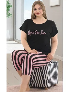 Lady Siyah Büyük Beden Kapri Pijama Takım Lady 10587