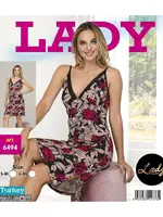 Siyah Desenli Kısa Gecelik Lady 6494 Siyah farklı açı