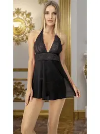 Lily Bianca Siyah Fantazi Transparan Dantelli Gecelik Lily Bianca 774