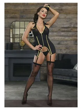 Elawin Siyah Fantezi Hostes Kız Kostümü Elawin 8200