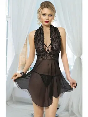 Lily Bianca Siyah Göğüs Dekolteli Dantelli Fantezi Gecelik Lily Bianca 555