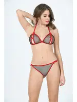 Siyah Kırmızı Tül Sütyen Takım 2'Li Sistina 6521 Siyah-Kırmızı detay görünüm