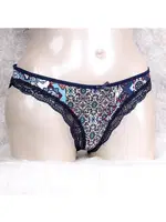 Kadın Lacivert Etnik Desenli Dantelli Slip Külot Anıl 2742 - 10 Adet Lacivert