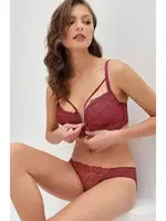 Balenli Destekli Dolgulu Yaka Detaylı Fermuarlı Dantelli Büstiyer Sütyen ve Slip Takım Anıl 4816 Bordo farklı açı