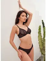 Balenli Desteksiz Dolgusuz Taşlı Sütyen ve Slip Takım Anıl 4823 Siyah detay görünüm