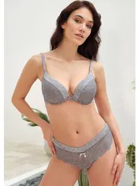 Anıl Balenli Destekli Dolgulu Taşlı Dantelli Sütyen ve String Takım Anıl 4815