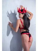 Taçlı Fantezi Harness MissisX 2034 Kırmızı detay görünüm